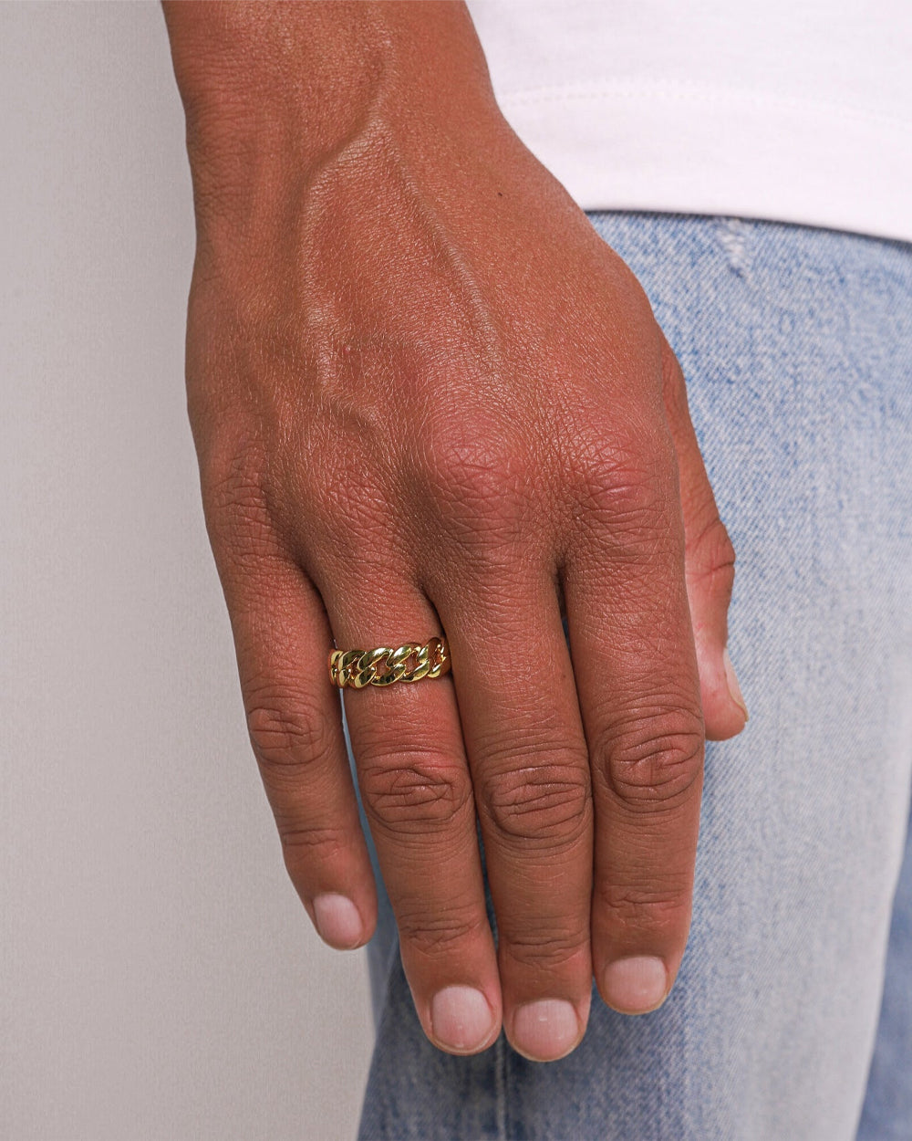 CLEAN CUBAN RING. - GOLD