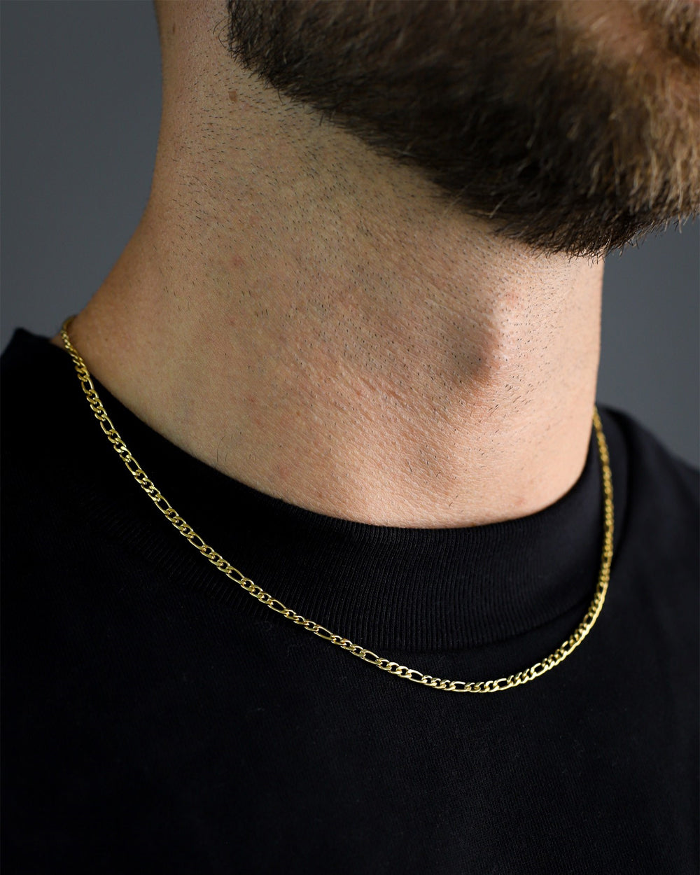 CLEAN FIGARO CHAIN. - 3MM GOLD