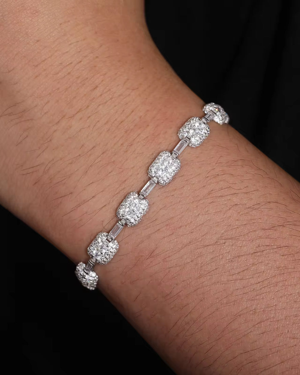 MOISSANITE BAGUETTES & PAVED CUBES BRACELET.