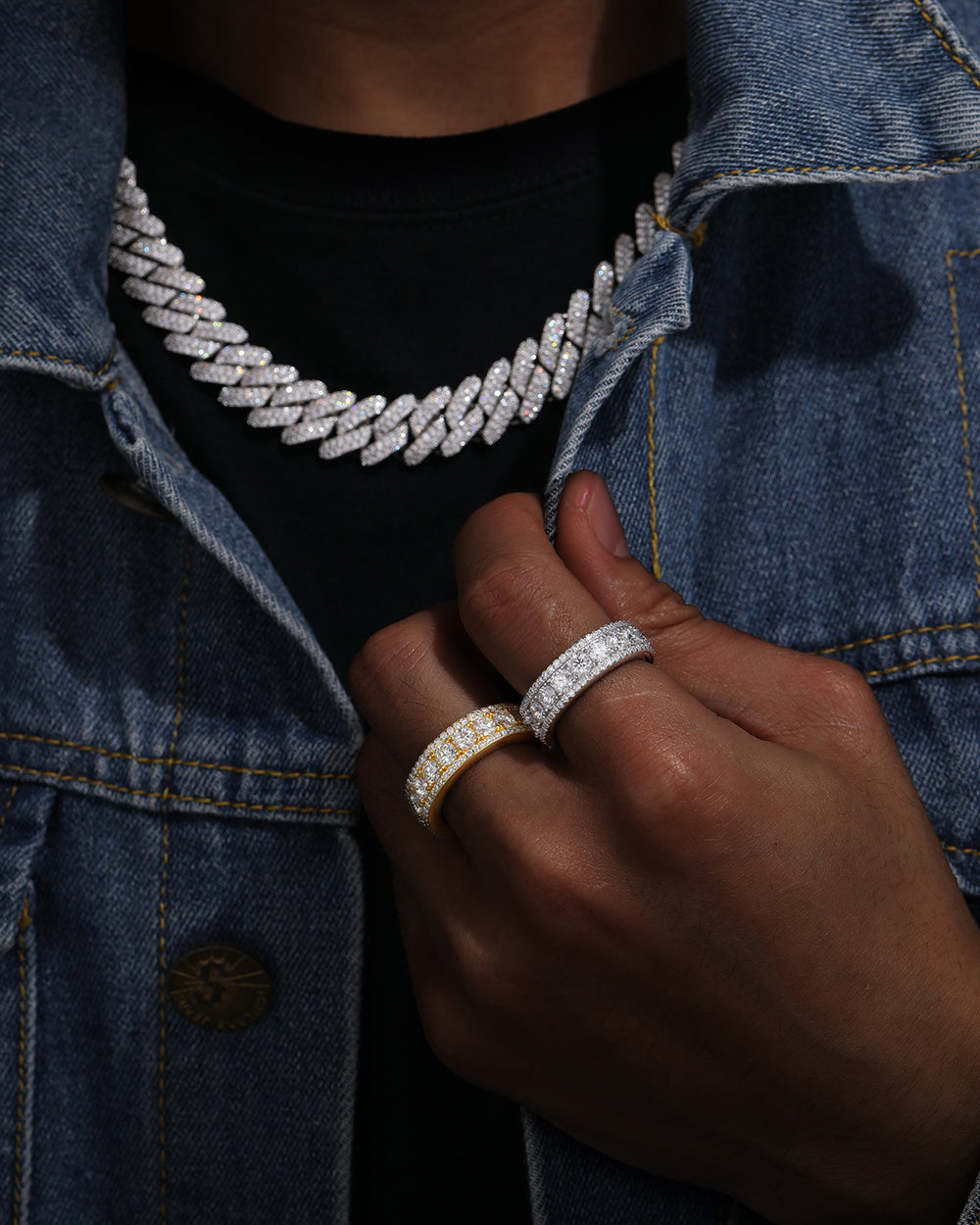 MOISSANITE ICED BAND RING.