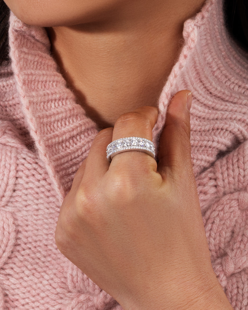 MOISSANITE ICED BAND RING.