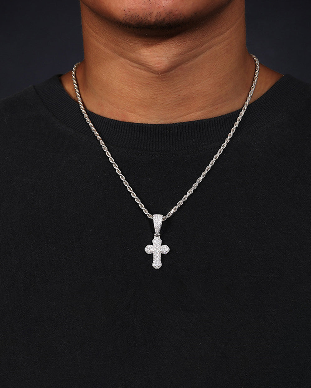 MOISSANITE LATIN CROSS PENDANT.