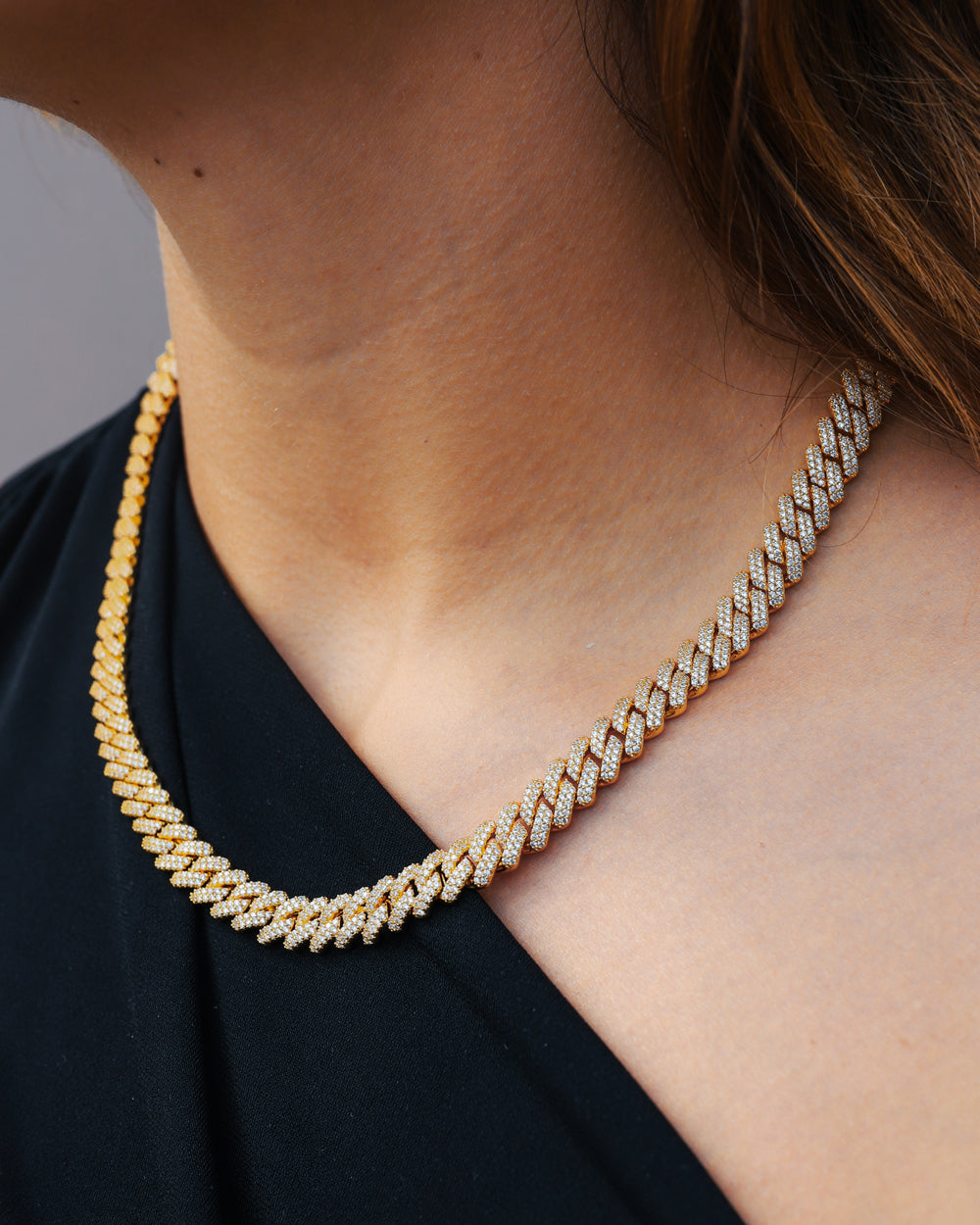 PRONG CHAIN. - 9MM 18K GOLD